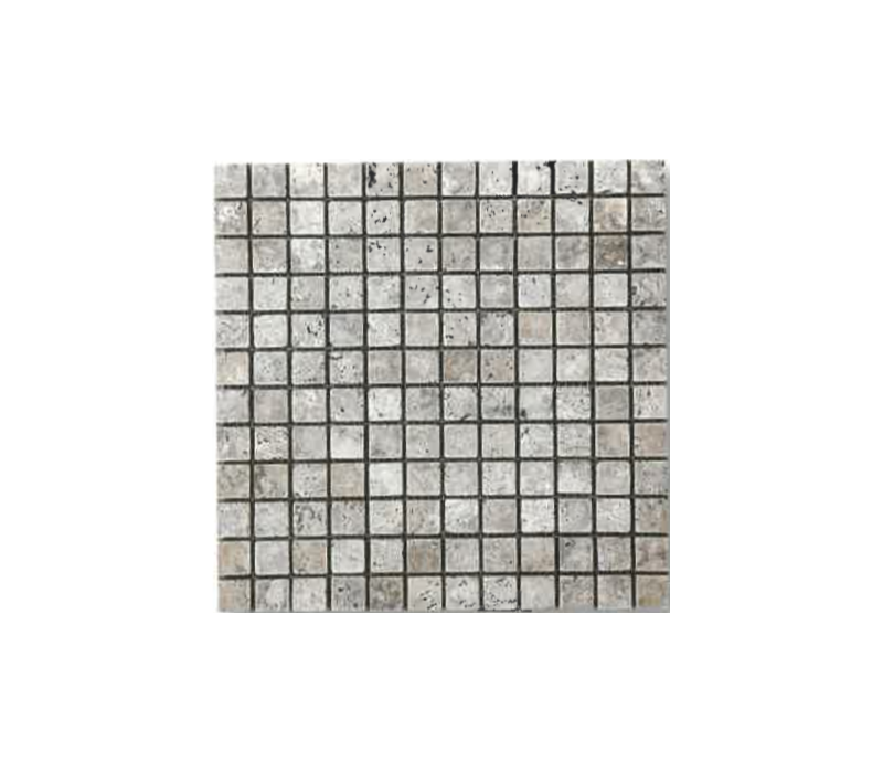 TRAVERTIN MOSAIQUE 2.3X2.3 CM SILVER