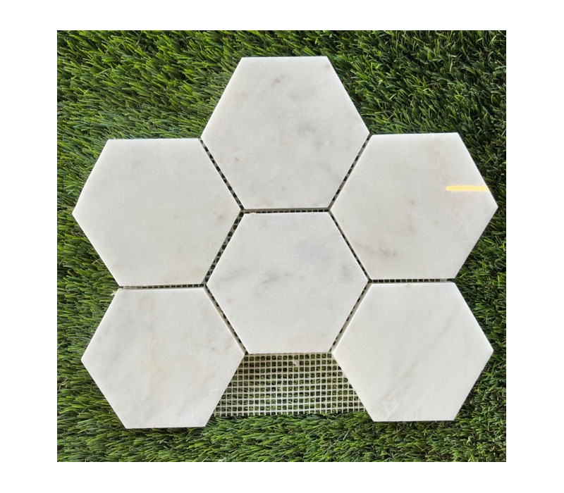 MARBRE MOSAIQUE HEXAGONE CARRARA BLANC 9.8x9.8 CM