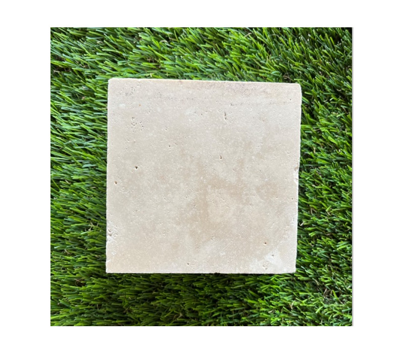 TRAVERTIN PAVE IVOIRE 10X10 EP 5 CM 1ER CHOIX