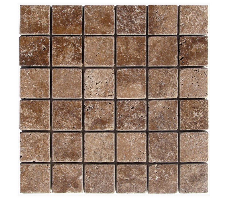 TRAVERTIN MOSAIQUE 4.8X4.8 CM NOCE