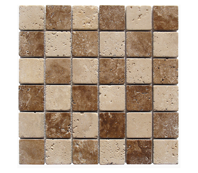 TRAVERTIN MOSAIQUE 4.8X4.8 CM IVOIRE ET NOCE