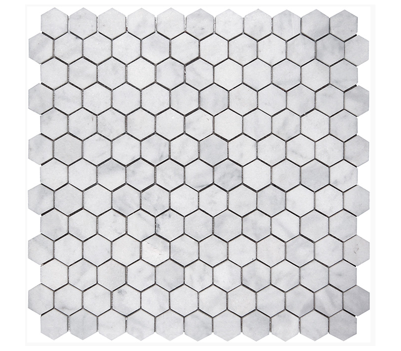 MARBRE MOSAIQUE PETIT HEXAGONE CARRARA BLANC